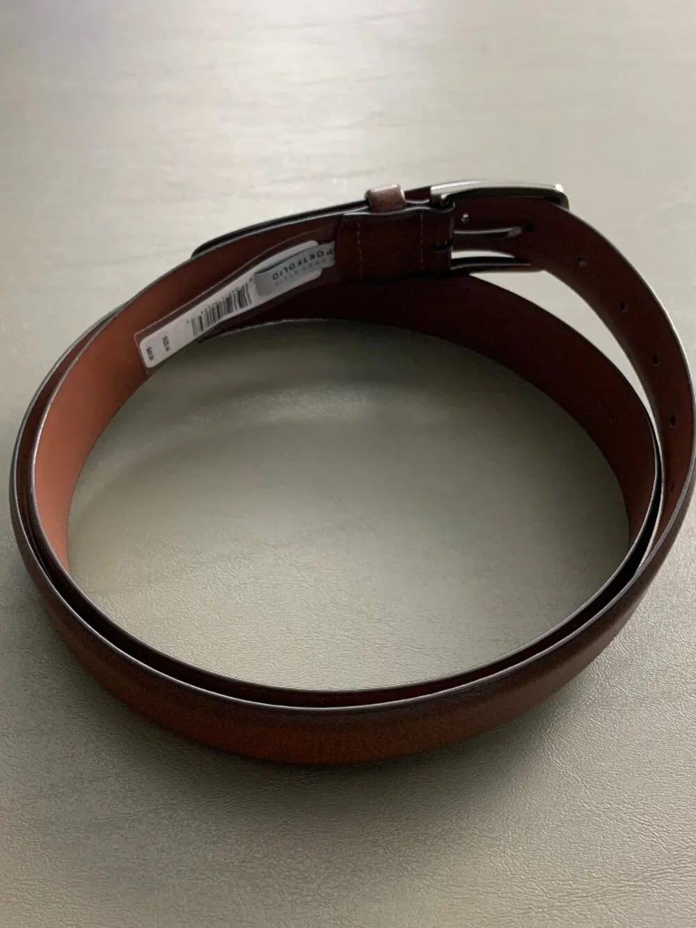 Perry Ellis Portfolio Men's Genuine Leather Dress Belt, Park Avenue Brown, 44